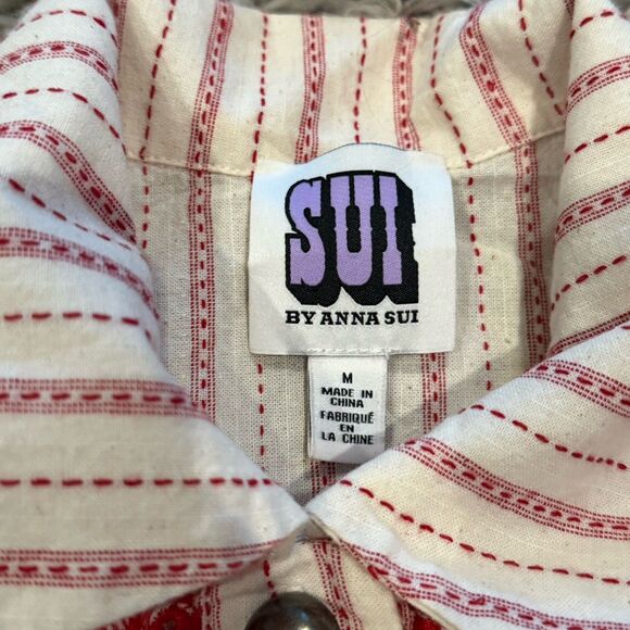 SUI by Anna Sui Jacket Womens Medium Embroidered Lace Western Boho Chic - Picture 2 of 5